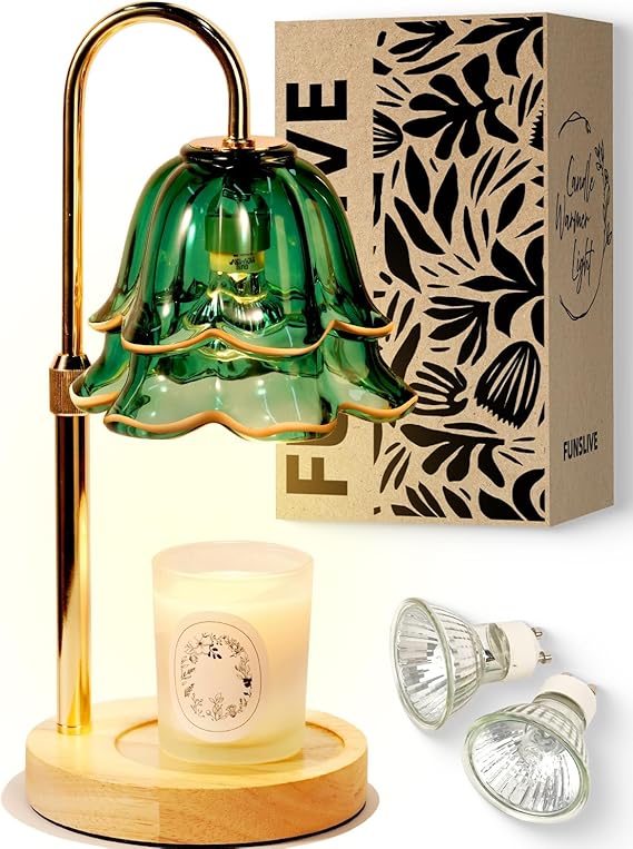 Candle Warmer Lamp with Timer Dimmable, Christmas Birthday Gifts for Women Mom, Flower Candle Lamp with 2 Bulbs for Jar Candles & Scented Wax, Lamp Candle Warmer, House Warming Gift for Bedroom