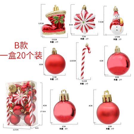 29/20Pcs Christmas Tree Balls Hanging Pendant Candy Cane Pine Cone Ornament Set Christmas