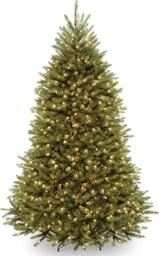 National Tree Company Pre-Lit Artificial Full Christmas Tree, Green, Dunhill Fir, White Lights, Includes Stand
