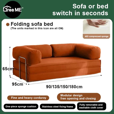 Dreame Boxed Super Soft 2 in 1 Memory Foam Sofa Bed Multifunctional Sofa High Resilience Foam Skin-friendly Fabric