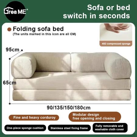 Dreame Boxed Super Soft 2 in 1 Memory Foam Sofa Bed Multifunctional Sofa High Resilience Foam Skin-friendly Fabric