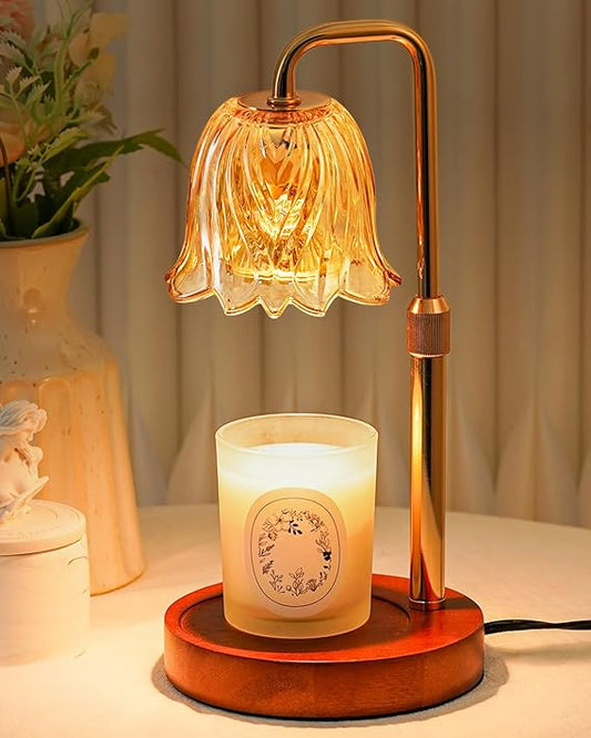Candle Warmer Lamp with Timer Dimmable, Christmas Birthday Gifts for Women Mom, Flower Candle Lamp with 2 Bulbs for Jar Candles & Scented Wax, Lamp Candle Warmer, House Warming Gift for Bedroom