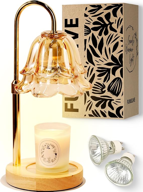 Candle Warmer Lamp with Timer Dimmable, Christmas Birthday Gifts for Women Mom, Flower Candle Lamp with 2 Bulbs for Jar Candles & Scented Wax, Lamp Candle Warmer, House Warming Gift for Bedroom