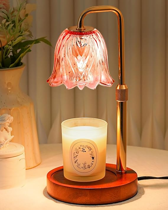 Candle Warmer Lamp with Timer Dimmable, Christmas Birthday Gifts for Women Mom, Flower Candle Lamp with 2 Bulbs for Jar Candles & Scented Wax, Lamp Candle Warmer, House Warming Gift for Bedroom