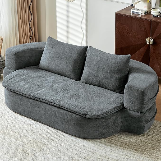 79" Convertible Folding Sofa Bed, Boneless Sleeper Sofa Couch for Small Spaces, Futon Couch Bed with Pillow & Blanket, Comfy Modern Memory Foam Sofa for Living Room & Bedroom