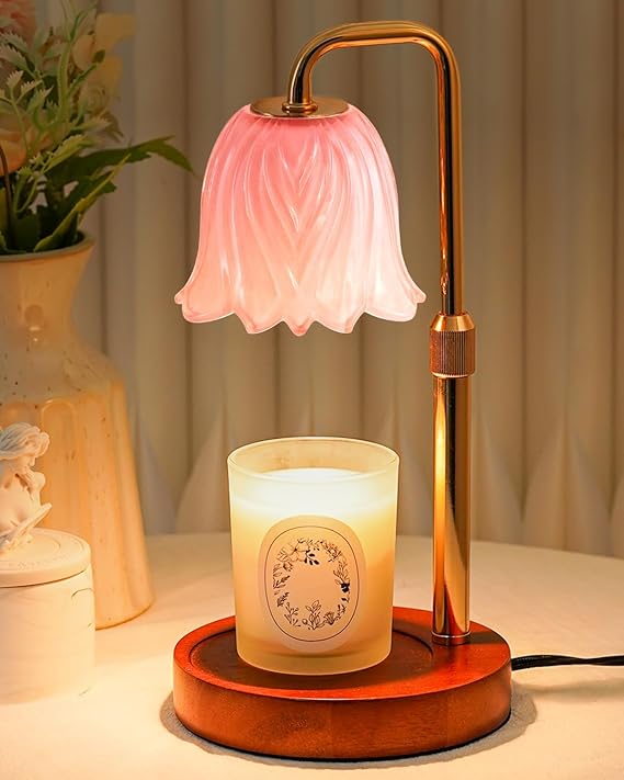 Candle Warmer Lamp with Timer Dimmable, Christmas Birthday Gifts for Women Mom, Flower Candle Lamp with 2 Bulbs for Jar Candles & Scented Wax, Lamp Candle Warmer, House Warming Gift for Bedroom