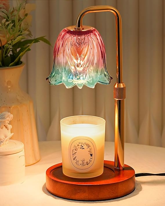 Candle Warmer Lamp with Timer Dimmable, Christmas Birthday Gifts for Women Mom, Flower Candle Lamp with 2 Bulbs for Jar Candles & Scented Wax, Lamp Candle Warmer, House Warming Gift for Bedroom