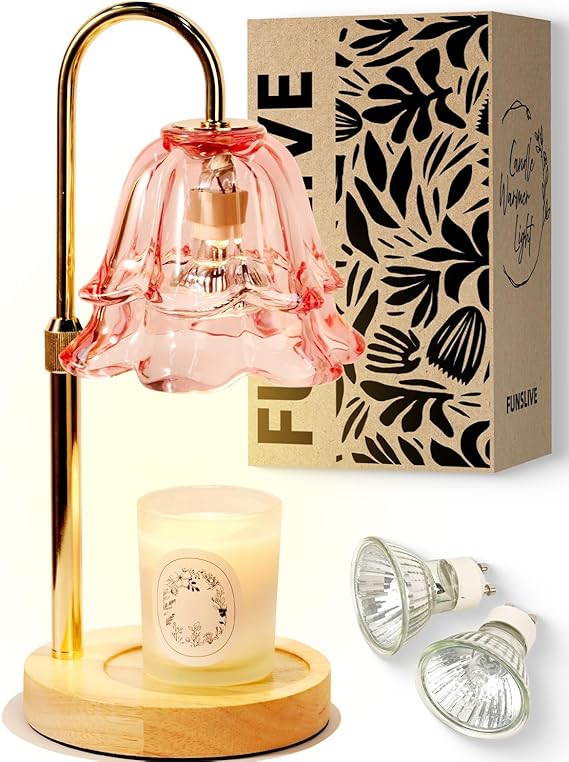 Candle Warmer Lamp with Timer Dimmable, Christmas Birthday Gifts for Women Mom, Flower Candle Lamp with 2 Bulbs for Jar Candles & Scented Wax, Lamp Candle Warmer, House Warming Gift for Bedroom
