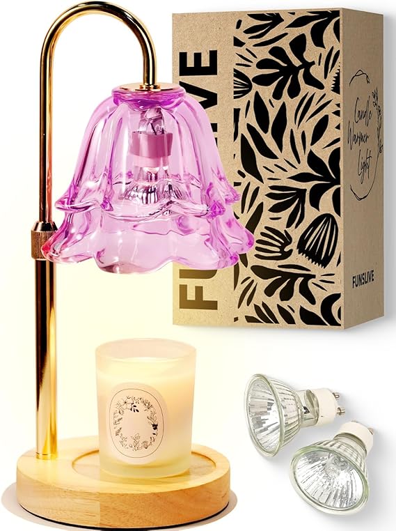 Candle Warmer Lamp with Timer Dimmable, Christmas Birthday Gifts for Women Mom, Flower Candle Lamp with 2 Bulbs for Jar Candles & Scented Wax, Lamp Candle Warmer, House Warming Gift for Bedroom